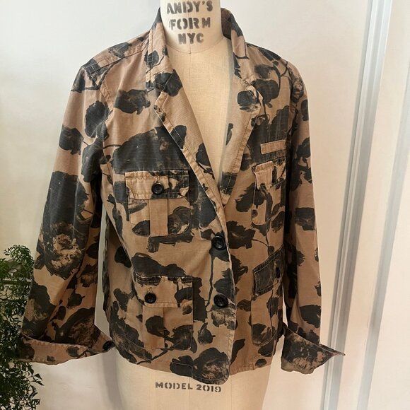 J.CREW Black Blossom Camo Blazer/Utility Jacket Size Large - Picture 2 of 8